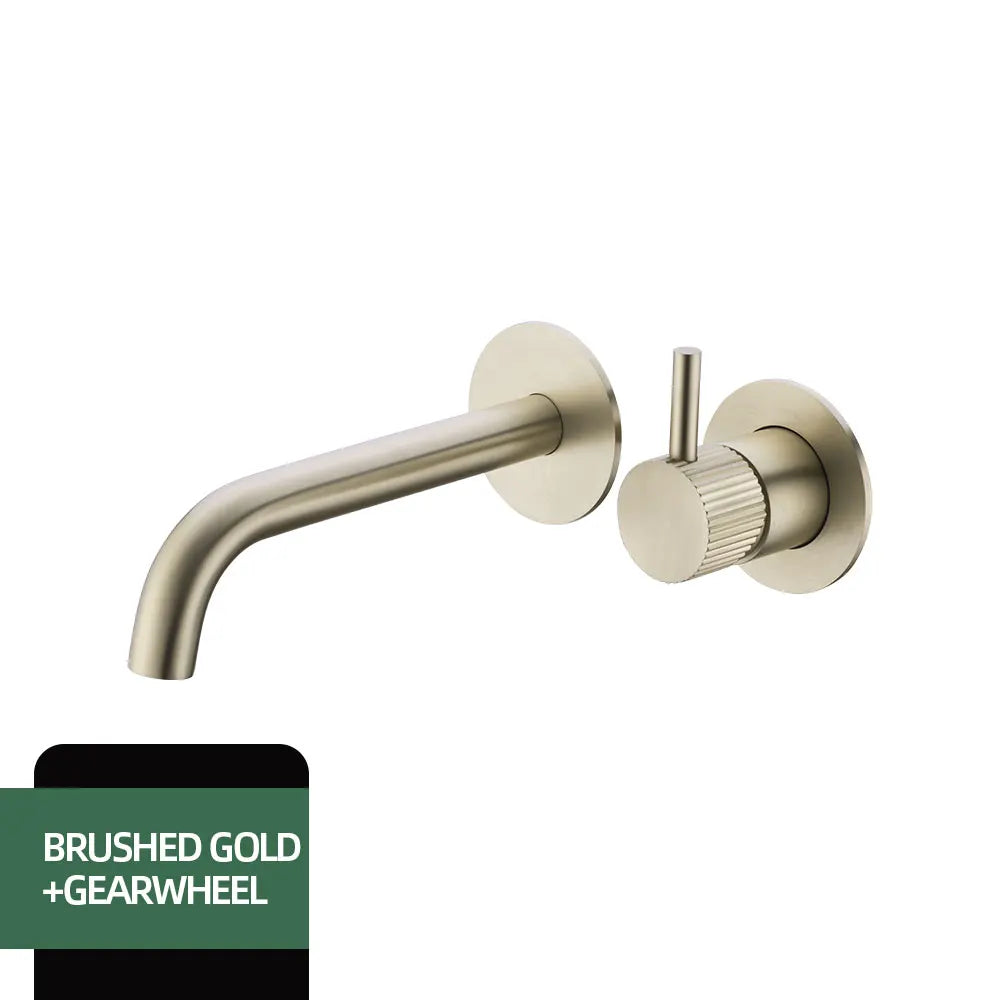 Washbasin Faucet Bathroom Sink Faucets Knurled Brushed Gold Wall Mounted Water Mixer Tap Gunmetal Brass Hot &Cold