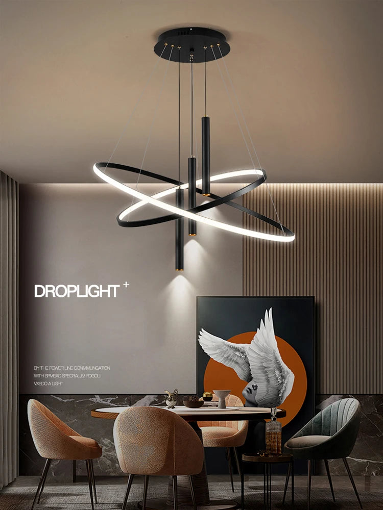 Modern Round LED Chandeliers for Living Room Dining Room Kitchen Island Luster Pendant Lights Fixture Home Decor Indoor Lighting