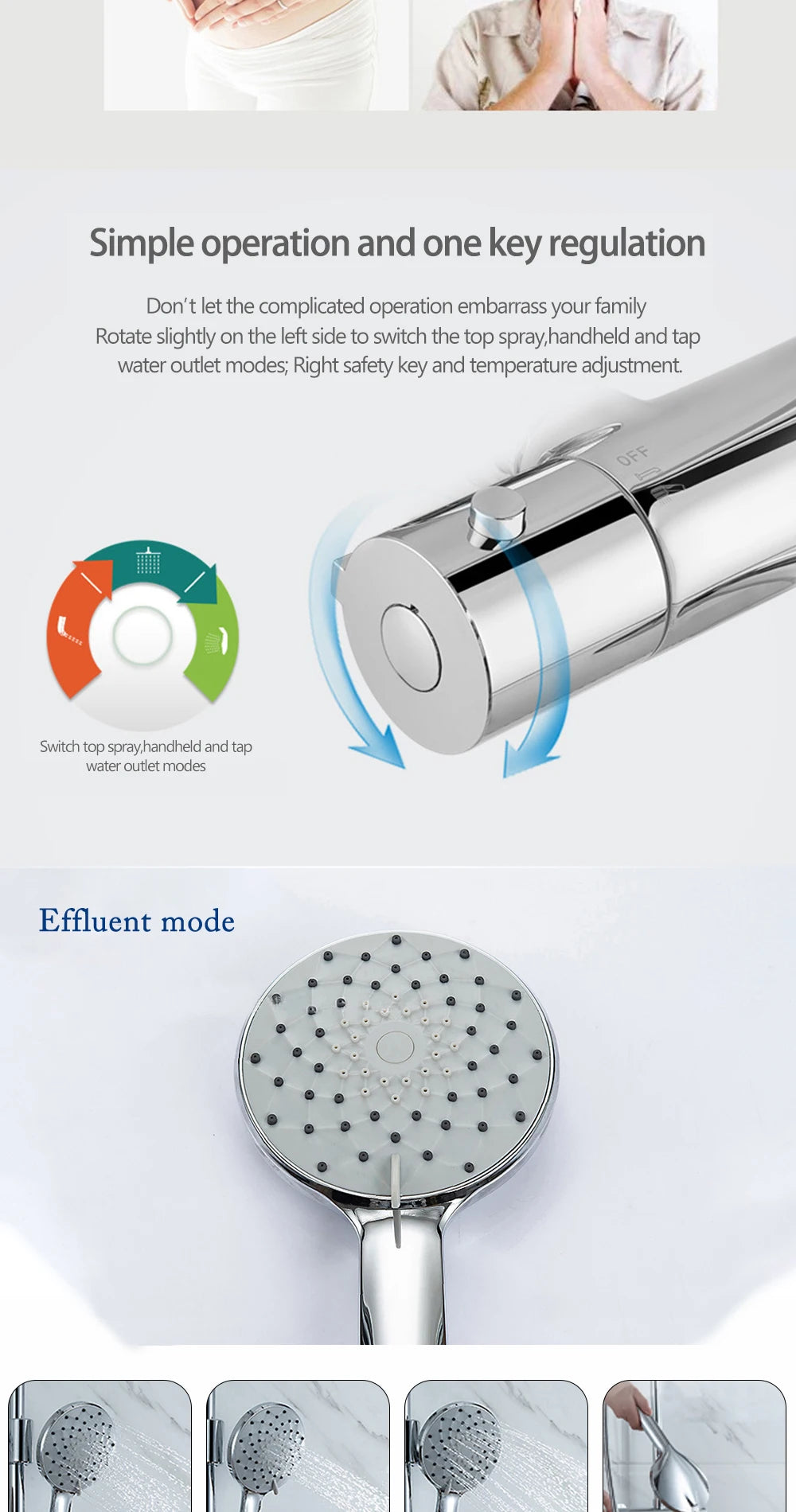 Thermostatic Shower Faucet Chrome Waterfall Rain Shower