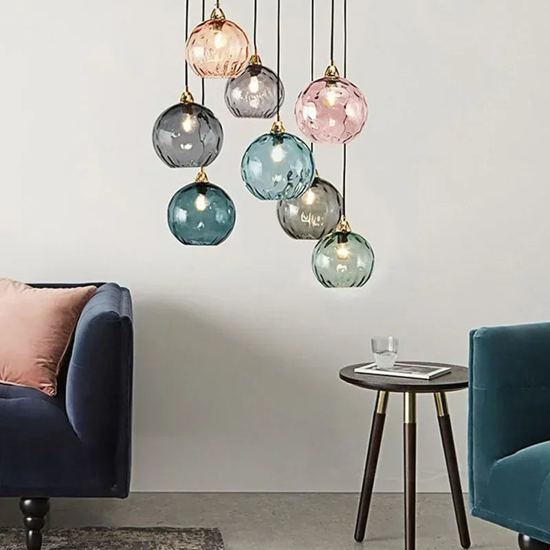 Nordic Stained Color Glass Chandelier