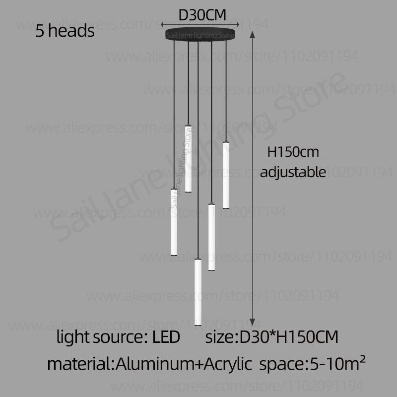 LED Long Line Chandelier Modern Staircase Lamp Hanging Ceiling Lamp Compound Living Room Home Decoration Lighting Pendant Lamp