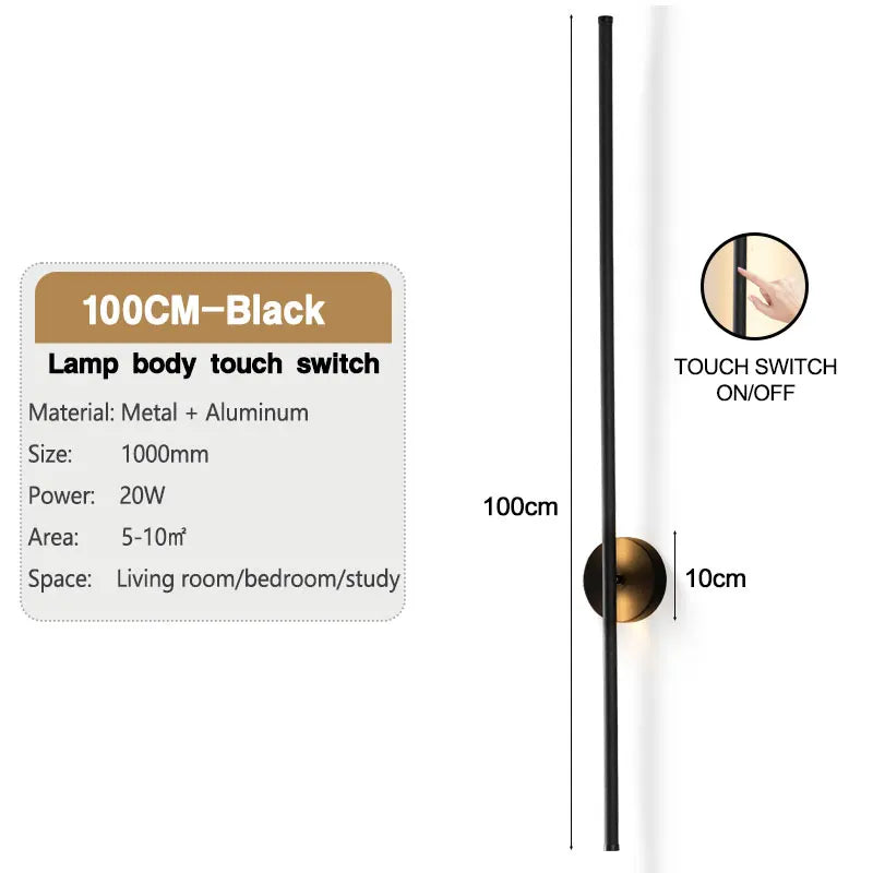 Black Touch Switch Dimming LED Wall Lamp Wall Lights for Bedroom Living Room Indoor 8w 12w 16w 20w LED Wall Sconce for Corridor