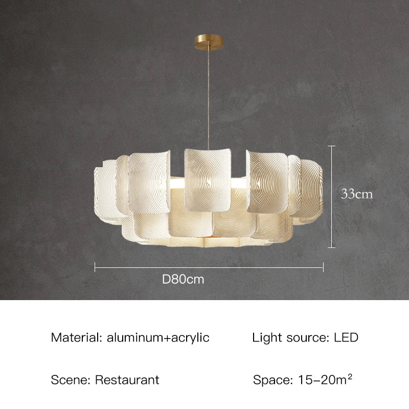Wabi Sabi Led large Chandelier Bedroom Minimalist white Acrylic lamp Dining Living Room Hotel Lobby Hanging Lamp Fixture
