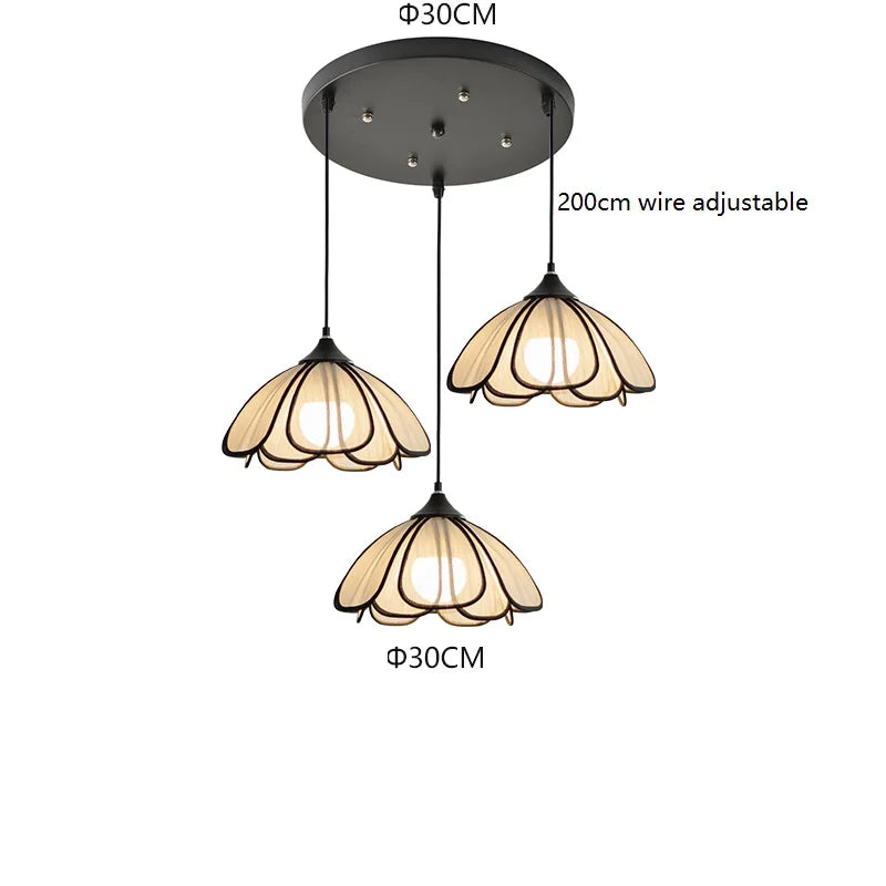 IWHD 50CM Rattan Flower LED Pendant Lamp Home Decor Indoor Bedroom Dining Living Room Lights Nordic Modern Hanging Light Edison