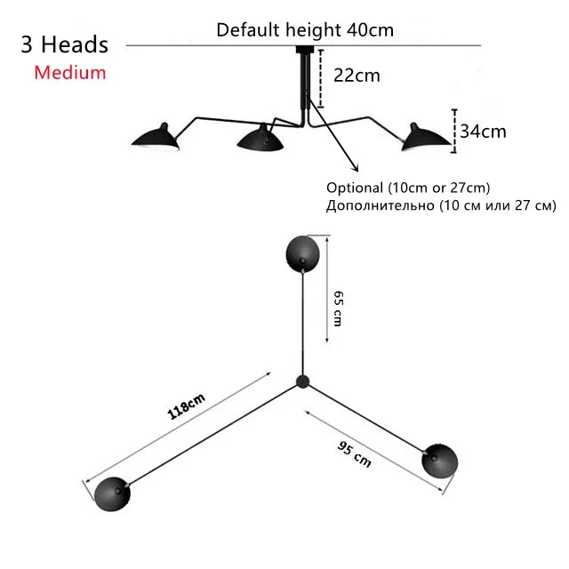 Nordic Retro Multi heads Pandent Lamp Simple Design Ceiling Postmodern Home Lighting Living Room Led Luminaire