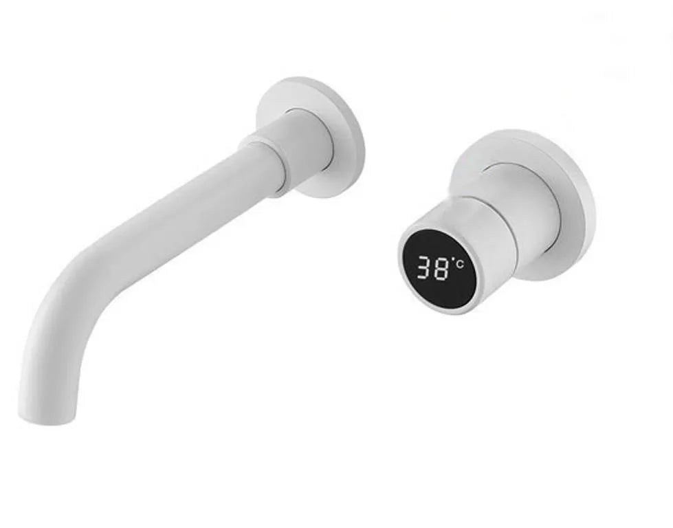 Black Brass Bathroom Faucet Hidden with Intelligent Digital Display