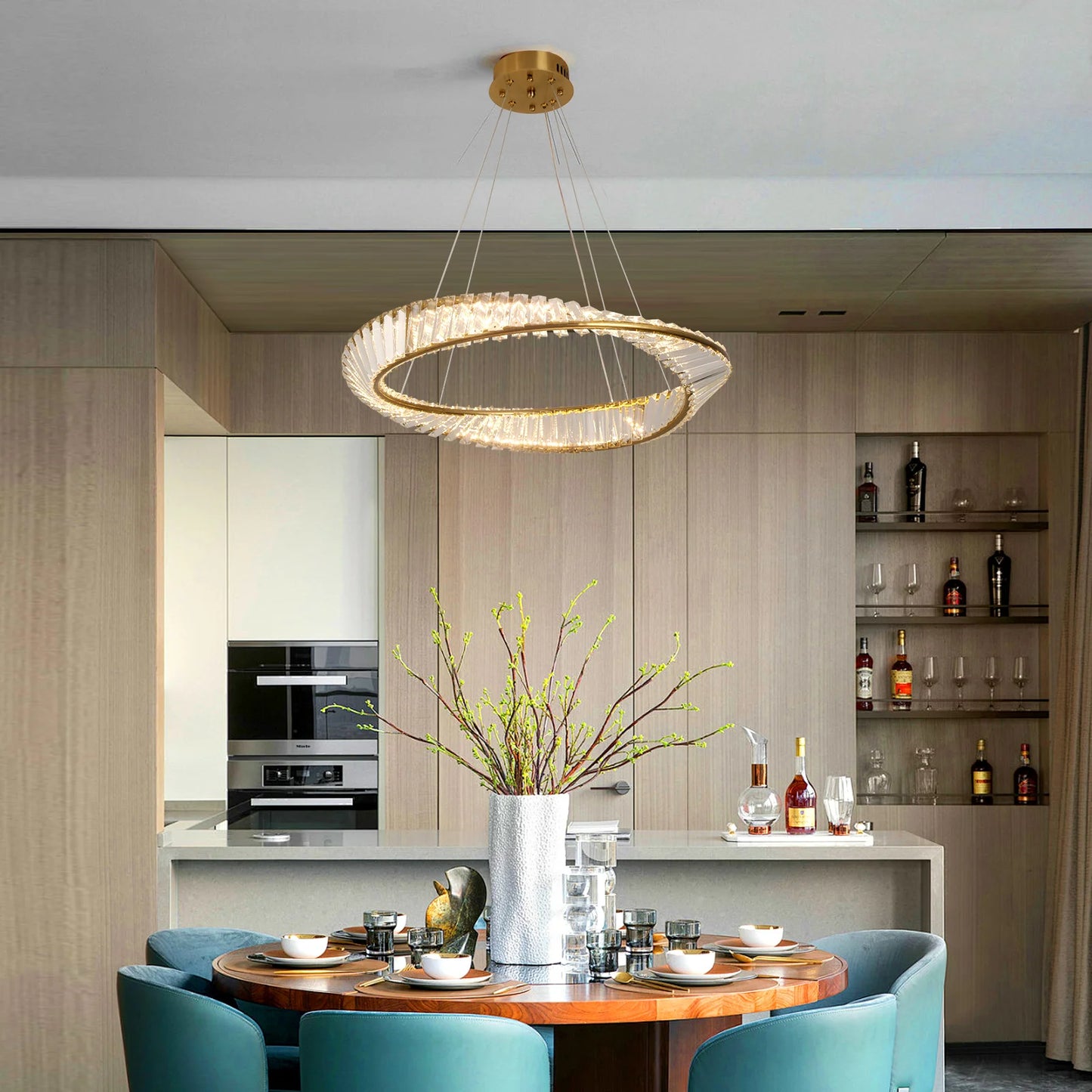 Modern Crystal Circle Pendant Light
