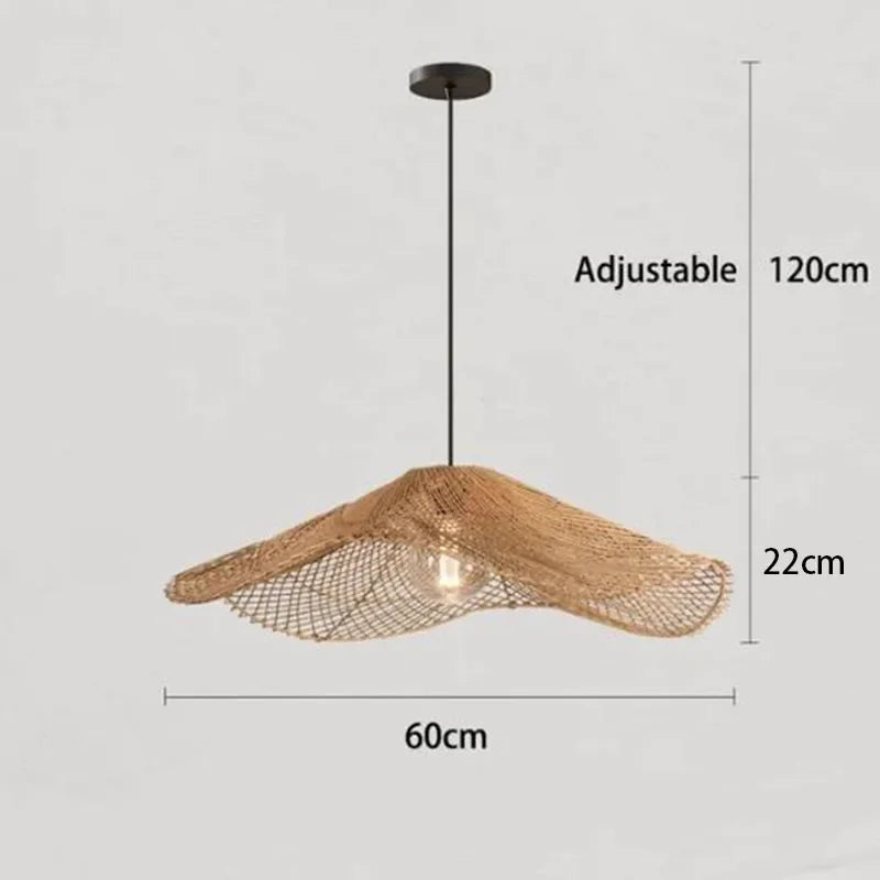 Japanese Woven Straw-Rattan Chandelier
