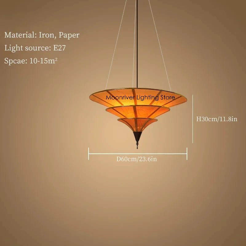 Buddhist Mood Teahouse Chandelier Southeast Asian Hanging Lamp Wabi Sabi Pendant Light for Home Staircase Decor Room Lustre