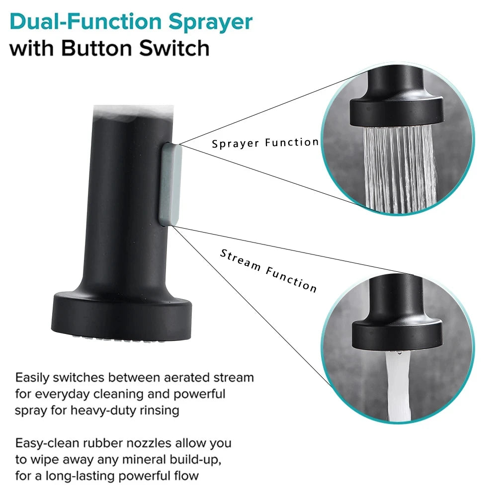 Spring Brushed Nickel Kitchen Faucet Deck Mounted Mixer Tap 360 Degree Rotation Stream Sprayer Nozzle Kitchen Sink Hot Cold Taps