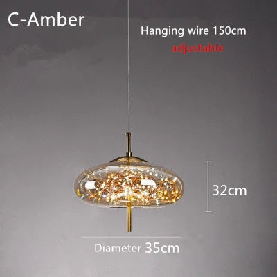 Nordic Bedside Led Glass Pendant Lights For Bedroom Bar Dining Living Room Amber Hanging Light Fixture Pendant Lamp