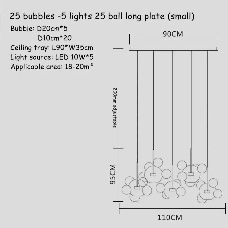Modern Art Deco Glass Bubble Chandelier Customized Living room Droplight for Children Dining room Bar Indoor Decor Light Fixture