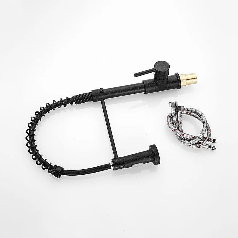 Brass kitchen sink faucet 360 degree rotating spring faucet Single handle cold and hot mixed water tap