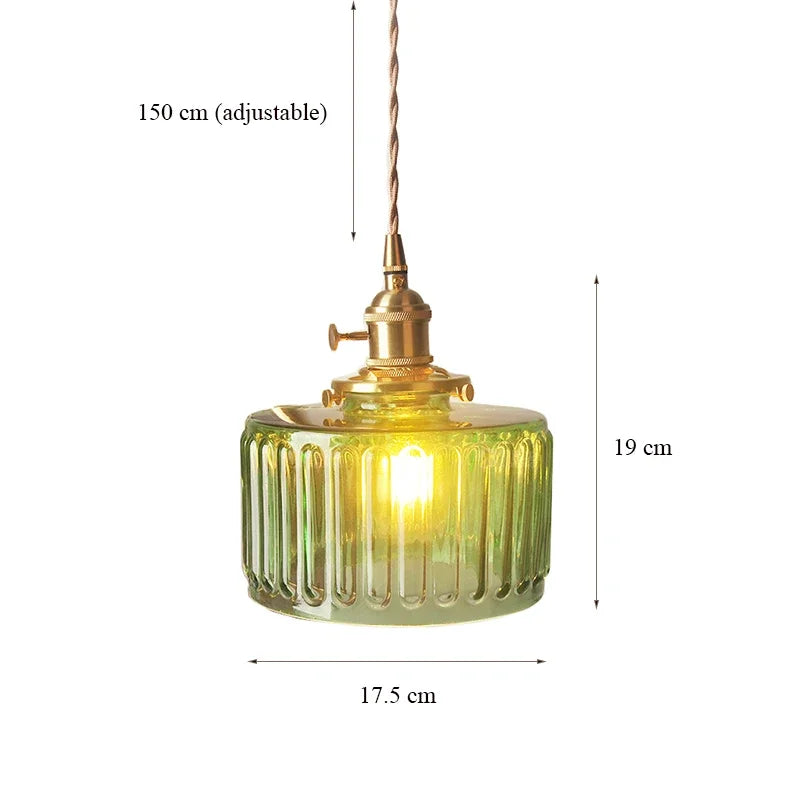 Japanese Style Brass Glass Flower Pendant Lights