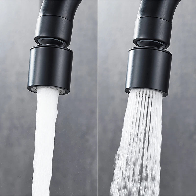 Deck Mounted Black Kitchen Faucets Pull Out Hot Cold Water Filter Tap for Kitchen Two Ways Sink Mixer Kitchen Faucet EL9005