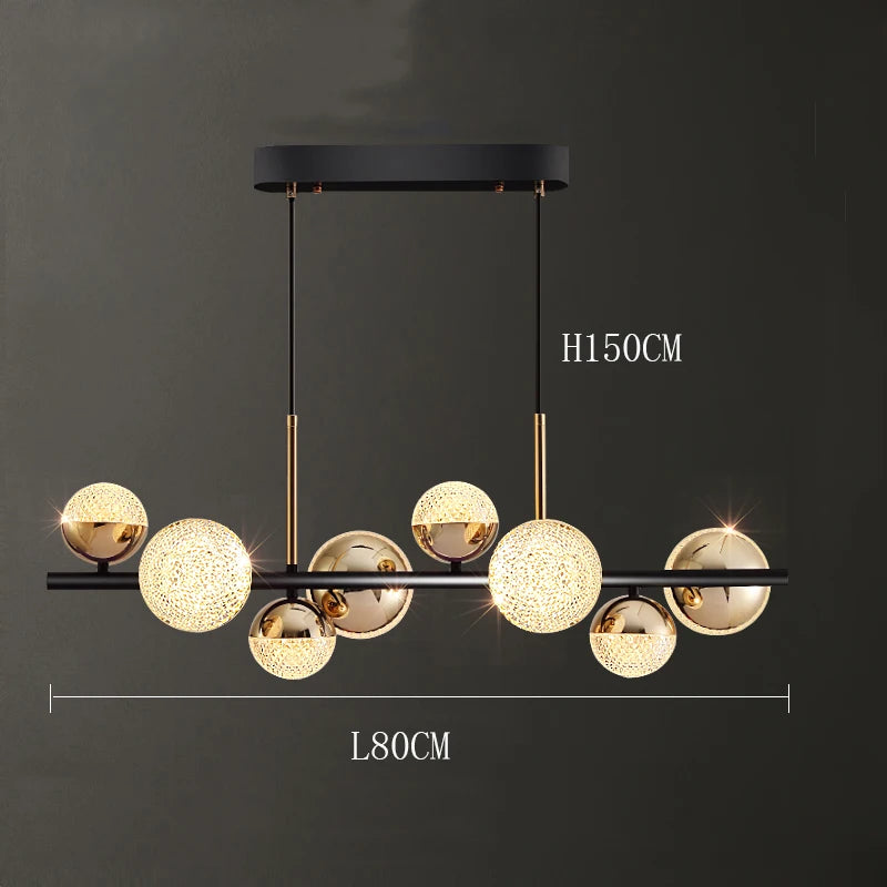 Modern Gold and Black Linear Nordic Chandeliers