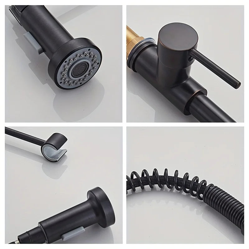 Matte Pull Down Kitchen Faucet Chrome Dual Modes Nozzle Hot Cold Water Mixer Crane Tap Brass Spring Kitchen Sink Faucets