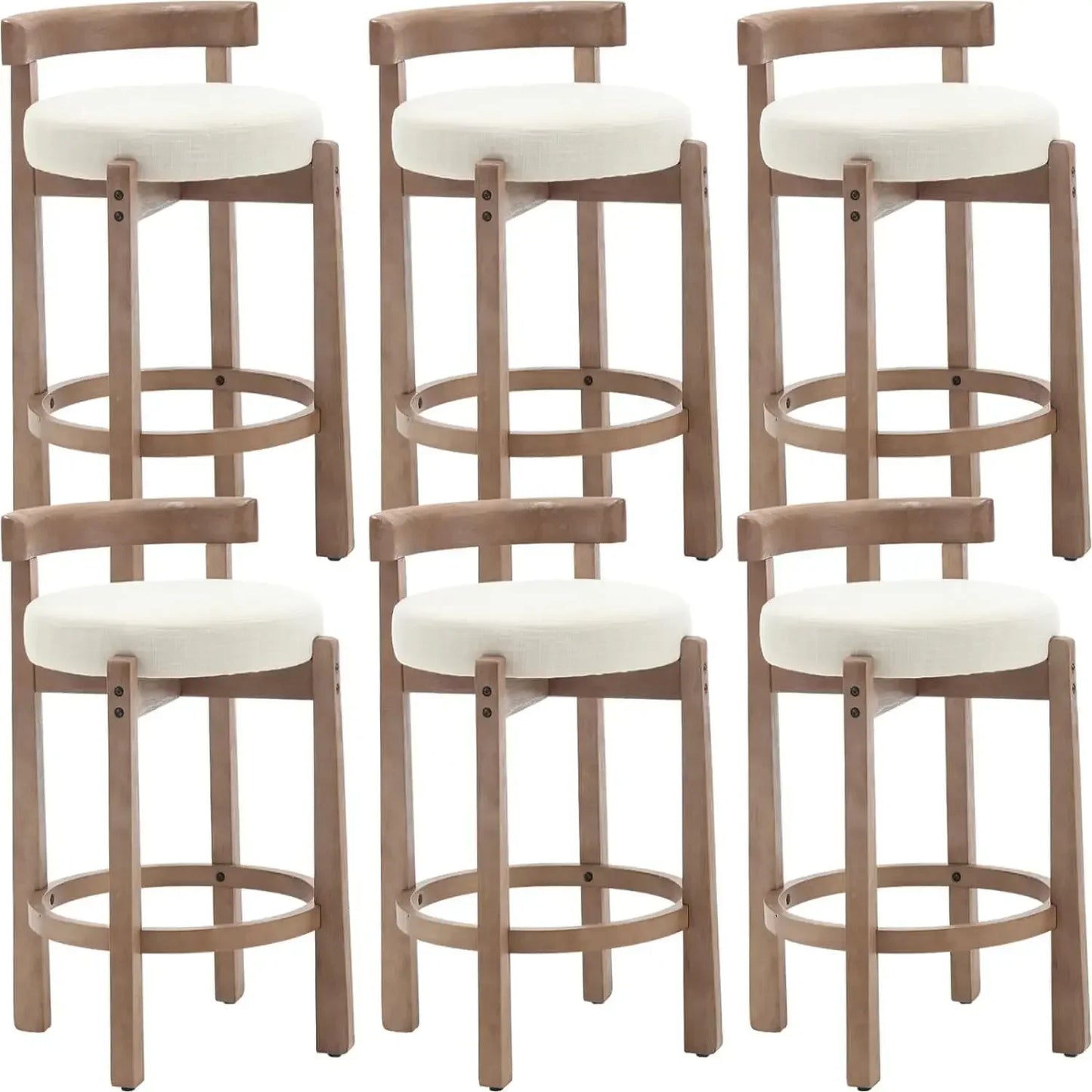 Mid-Century 26.5 Inch Linen Bar Stools Set of 4