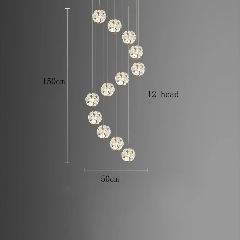 Modern home decoration crystal chandelier, stair Pendant lamp, living room Pendant lights, interior lighting