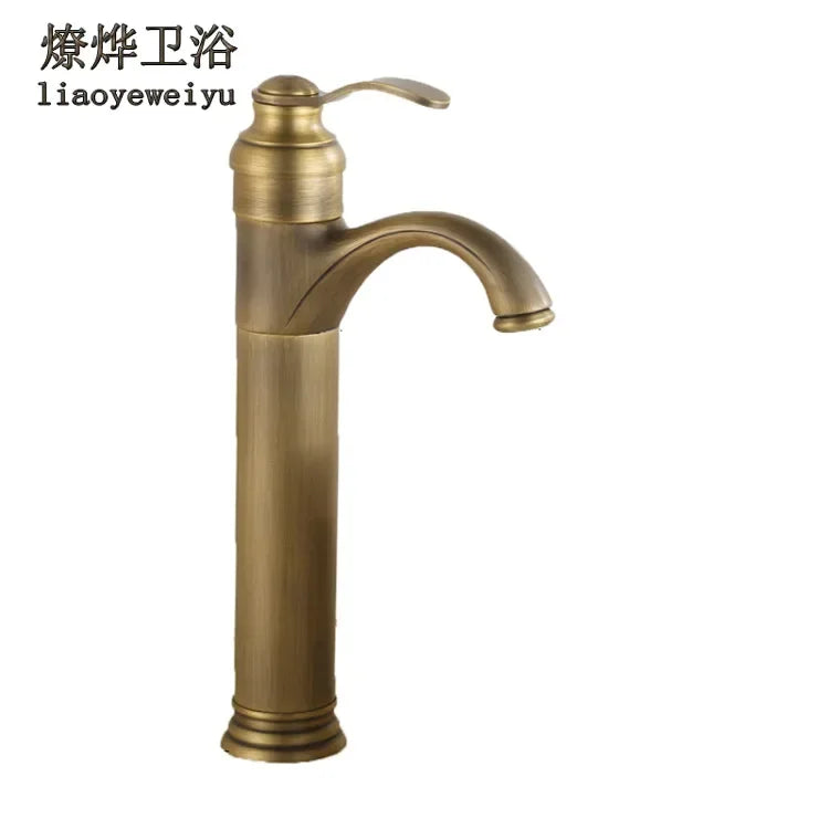 Hot selling . 6" Antique Brass Basin Faucets Crane Sink Basin Water Mixer Tap torneira