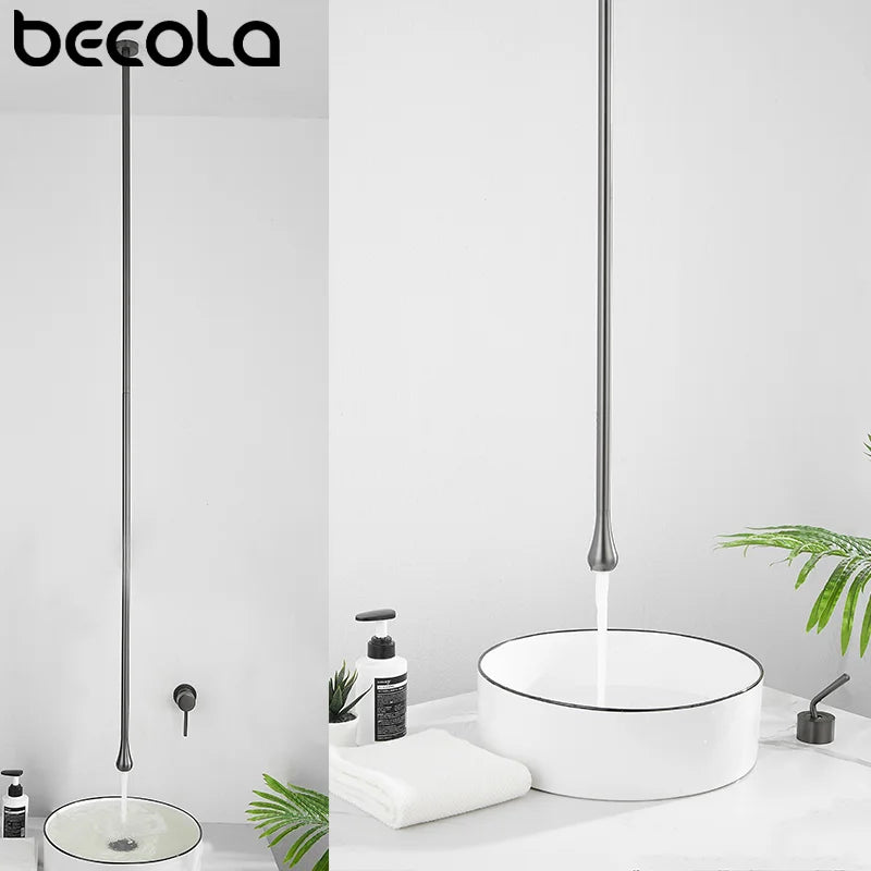 Ceiling Design Bathroom Bubbler Hot& Cold Hang Faucet Basin Tap Solid Brass Wall Mounted Black Chrome White Hotel Basin Faucet