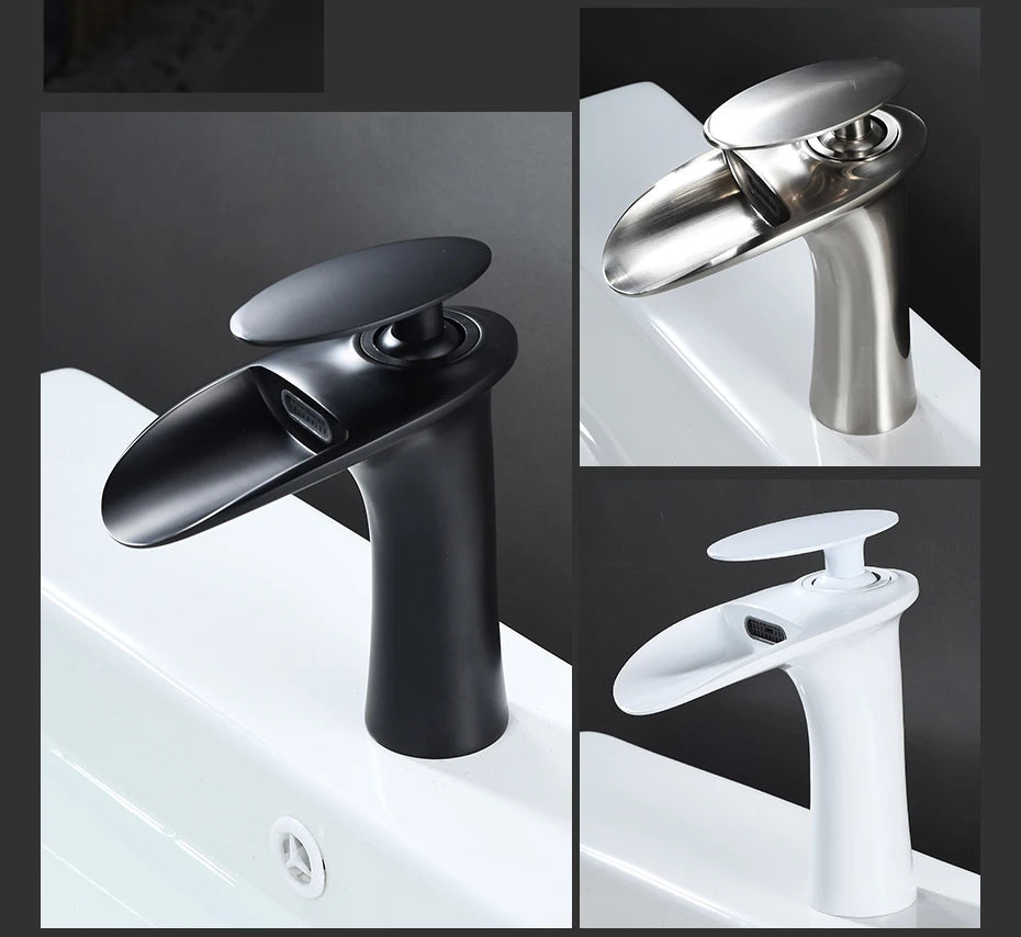 Gold Basin Faucets Waterfall Bathroom Faucet Single handle Basin Mixer Tap Bath Faucet Brass Sink Water Crane Silver 855923