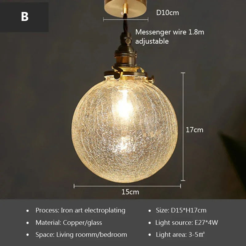 Glass Pendant Light Nordic Retro Chandeliers
