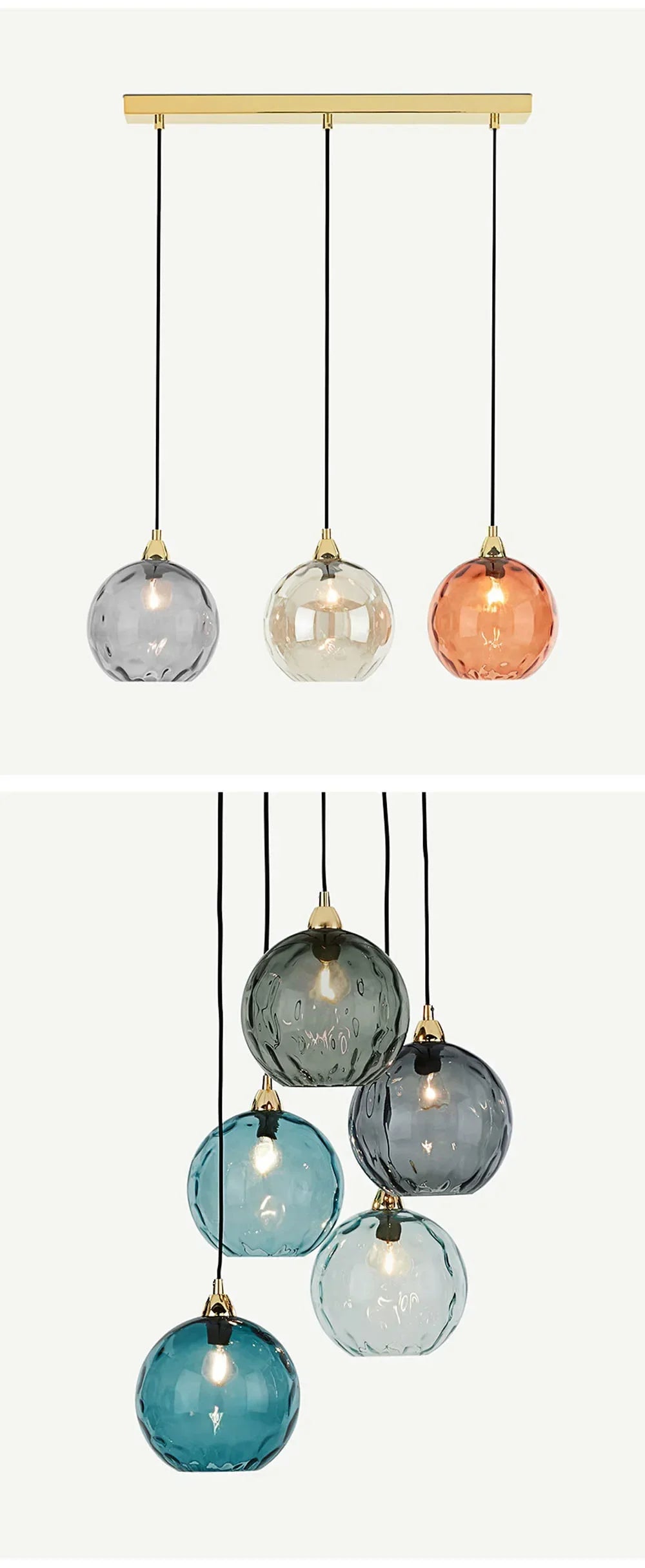 Nordic Stained Color Glass Chandelier