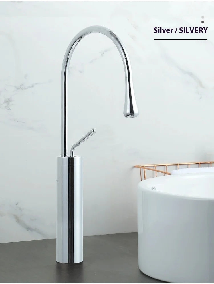 Modern Bathroom Faucet High Arc Single Handle Sink Faucet Brass Washbasin Hot and Cold Water Faucet with Hose Accessories