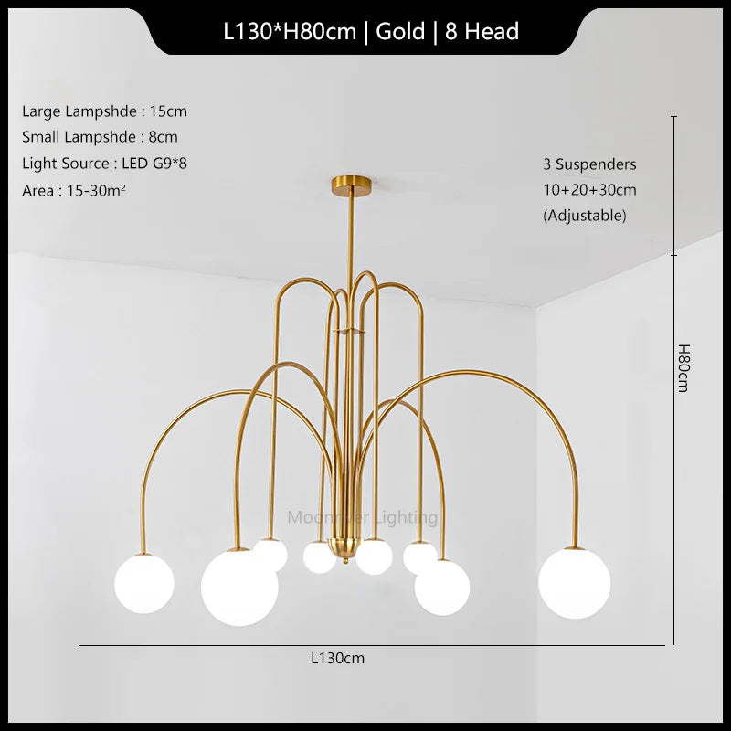Chandelier Italian Room Decor Ceiling Lamp Magic Beans House Appliances Led Modern Iron Glass Style Pendant Lights for Home