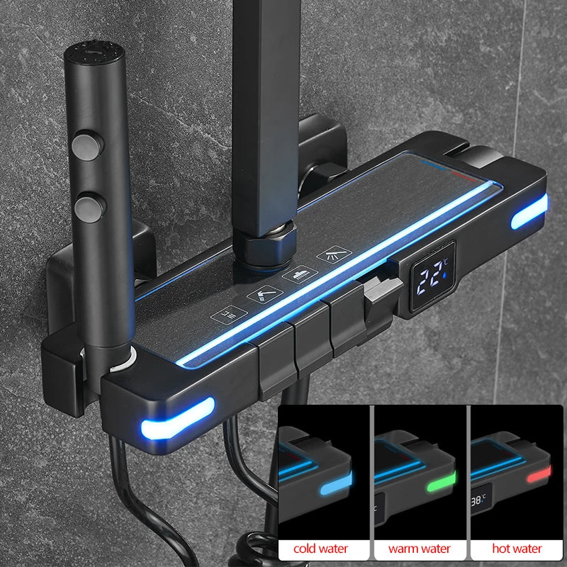 Brass Shower Faucet Thermostatic Digital Display Bathroom Faucet Set Bathroom Shower Shower Systerm Thermostatic Sanitary Shower