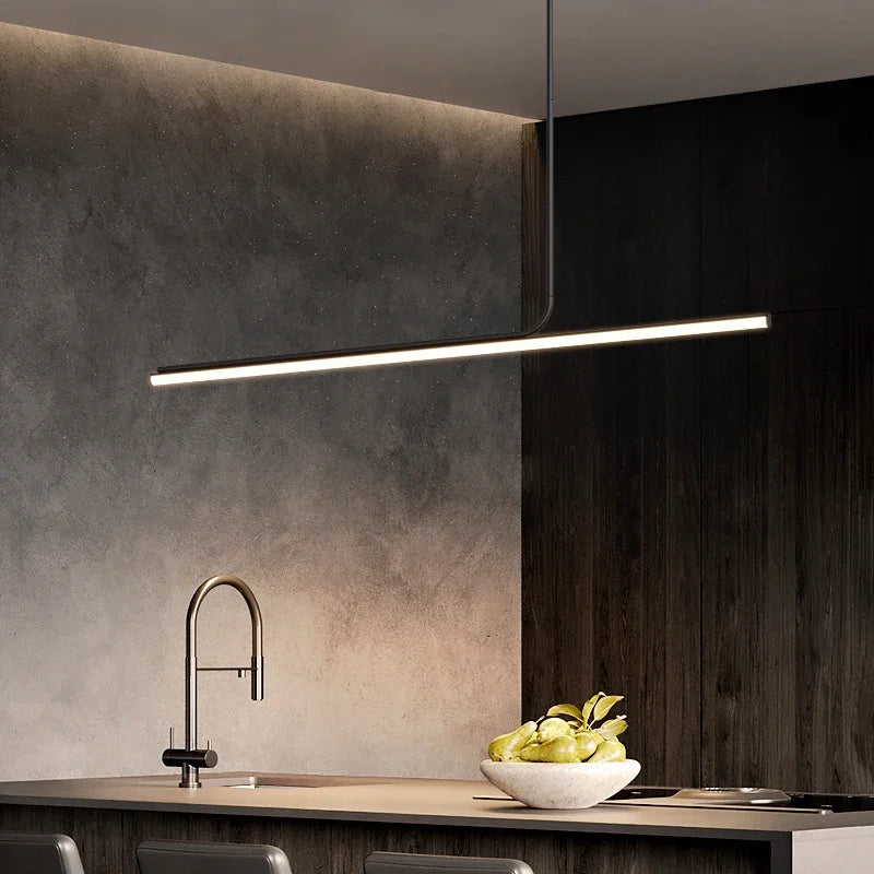 Minimalist Long Pendant Lamp 360 Luminous Strip Light Fixture