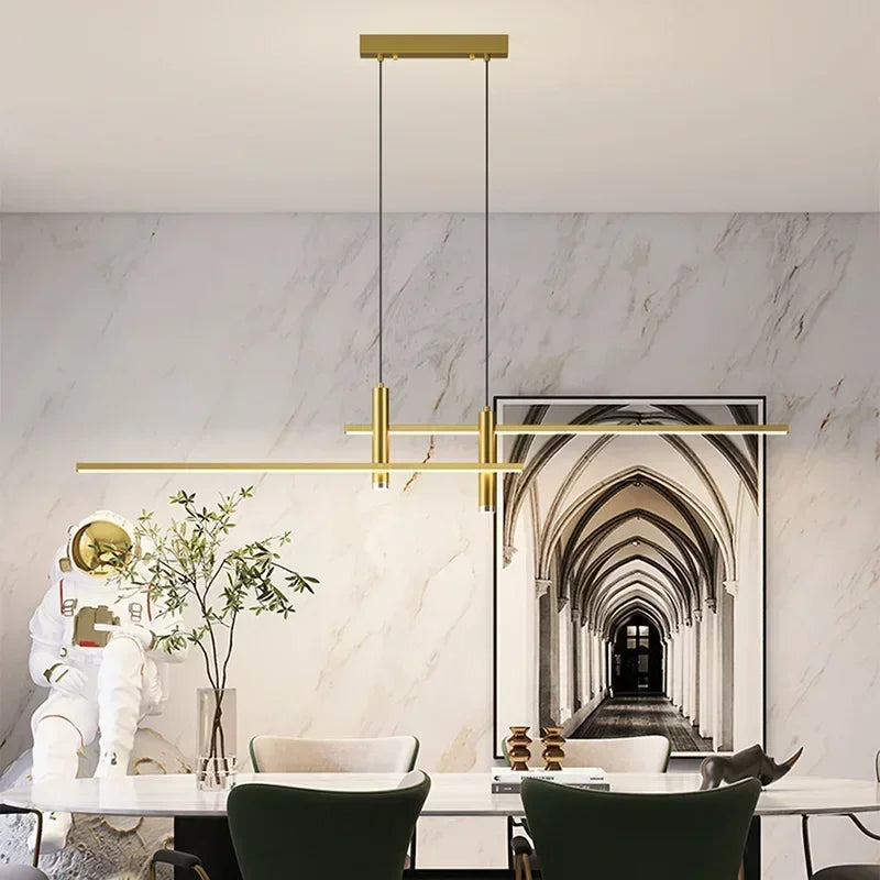 Modern Black + Gold Dimmable LED Pendant Lamp