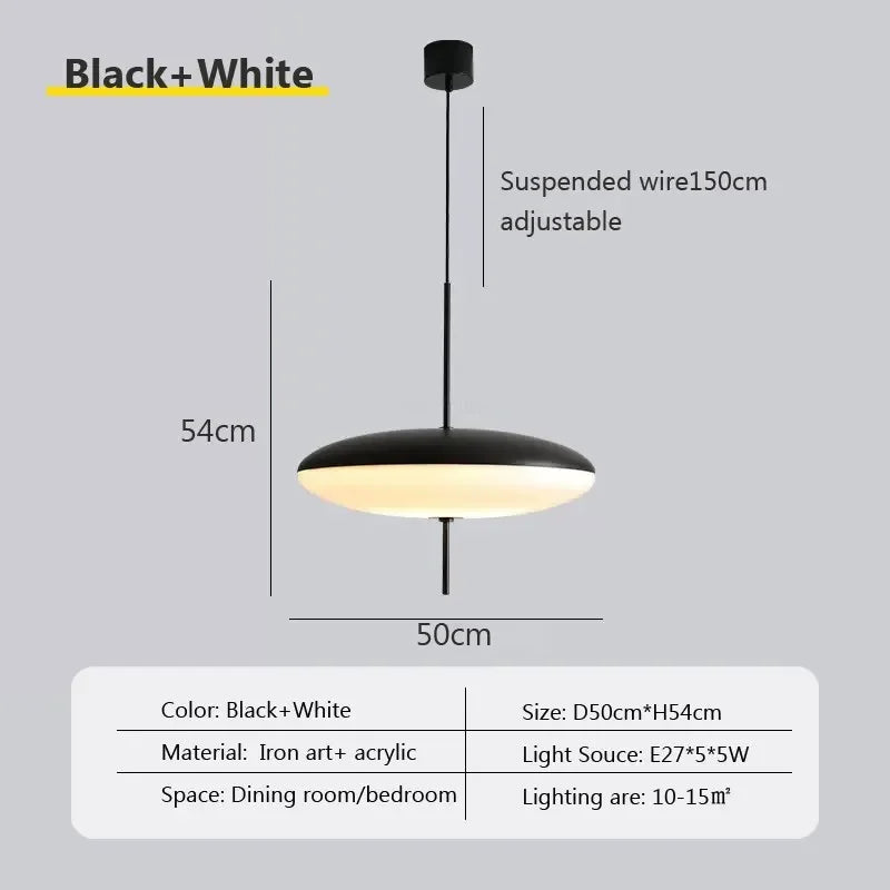 50cm Black+White Modern Flying Saucer Pendant Light