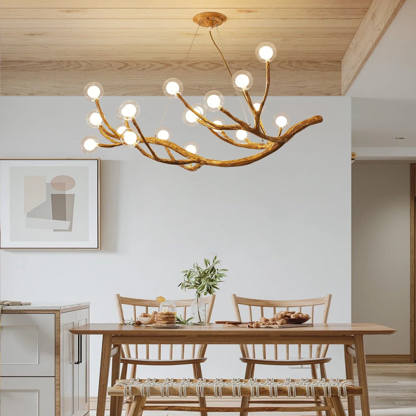 Nordic Tree Branch Glass Ball Pendant Chandeliers