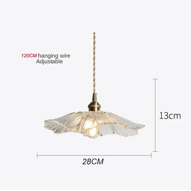 Japanese Style Brass Glass Flower Pendant Lights