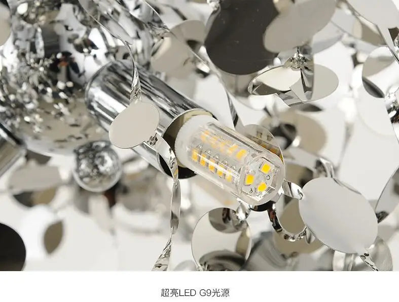 Modern LED Chrome Stainless Steel Chandelier Pendant Lights for Dining Room Home Decor Lighting Living Room Indoor Light Fixture