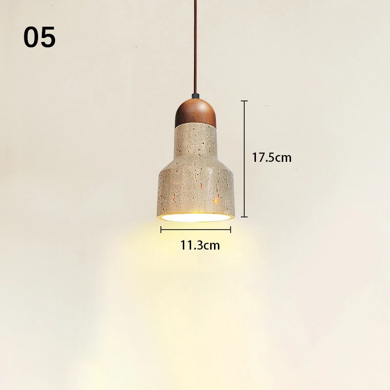 SANDYHA Retro Yellow Hole Stone Bedside Small Pendant Lamp Creative Designer Led Lighting for Bedroom Dining Room Lustre Decor