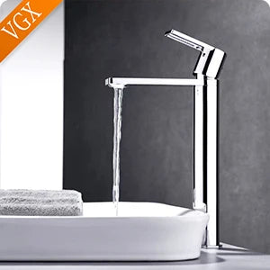 VGX Bathroom Faucets High Basin Mixer Sink Tall Faucet Gourmet Washbasin Taps Water Tap Hot Cold 360 Tapware Crane Brass Black