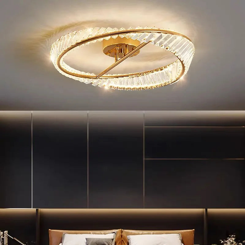 Modern Crystal Lustre Irregular Rings Ceiling Pendant Lamp