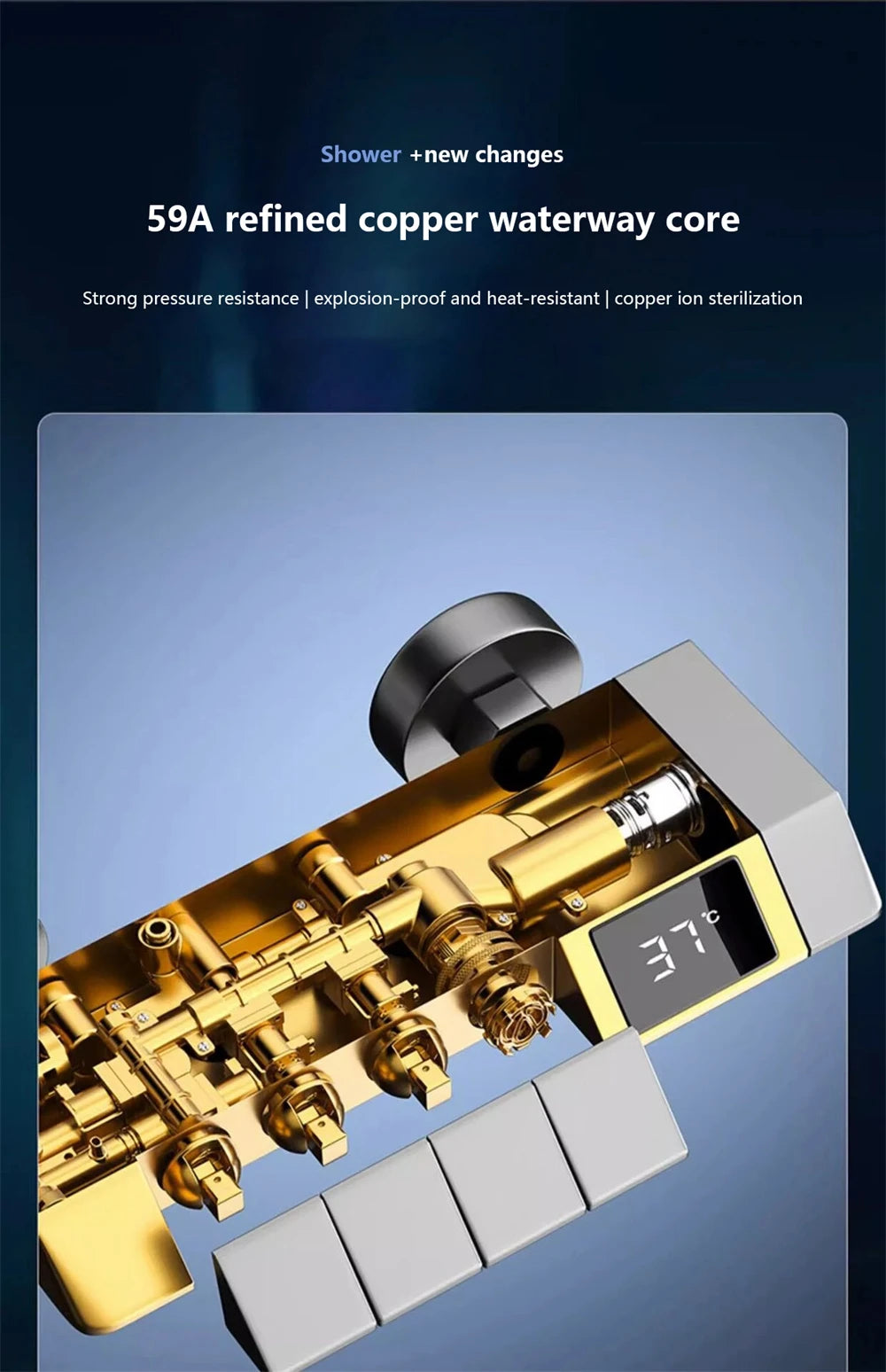 Bathroom shower system with intelligent LED temperature display multifunctional shower suite rain shower faucet complete set