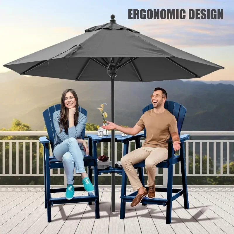 Tall Adirondack Chairs Set of 2 Recycled Poly Balcony Chair with Double Connecting Tray
