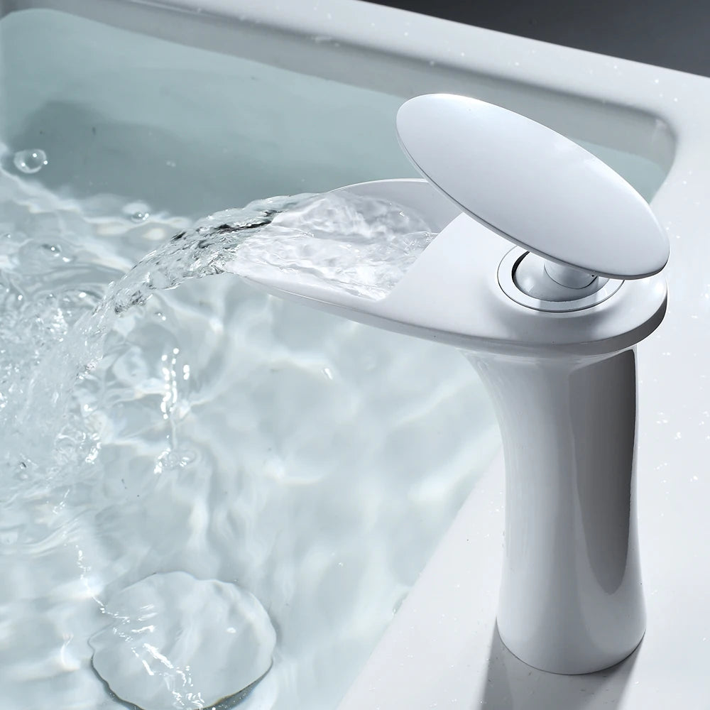 Gold Basin Faucets Waterfall Bathroom Faucet Single handle Basin Mixer Tap Bath Faucet Brass Sink Water Crane Silver 855923