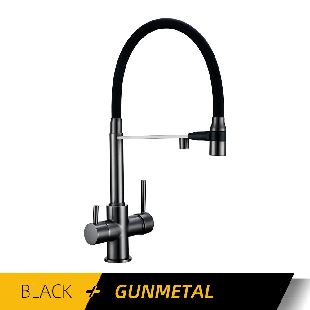 Brushed Nickel Kitchen Faucet Pull Out Double Handle Kitchen Tap Matte Chrome Kitchen Mixer Brass Single Hole 3 Ways Sink Tap