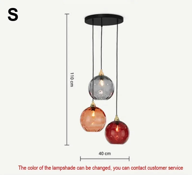 Nordic Stained Color Glass Chandelier