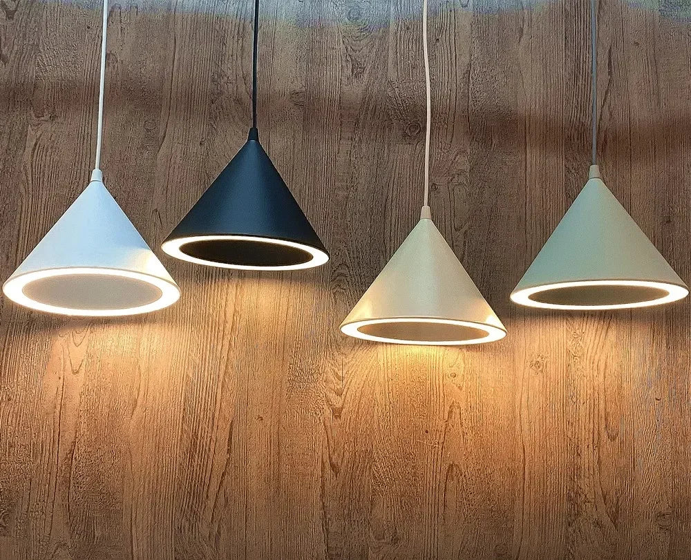 Modern Led Pendant Light Fixture With Aluminum Lampshade For Diningroom Cafe Bar Restaurant Nordic Cone Hanging Lamp Lampadario