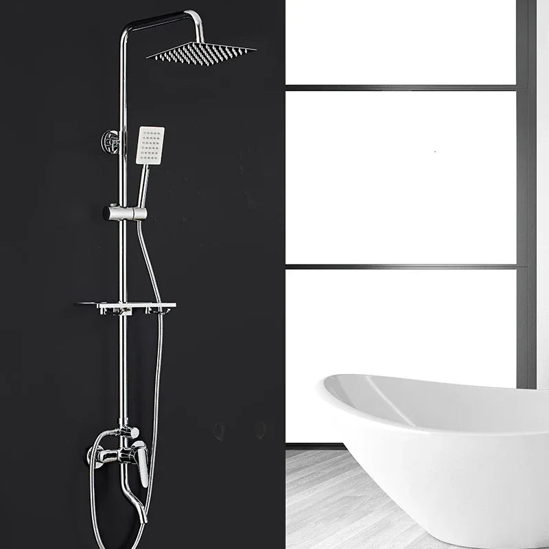 Black/Chrome Plating Bathroom Shower Set Household Copper Faucet Wall-mounted Bathtub Rain