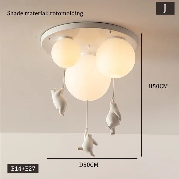 Designer Polar Bear Cartoon Pendant Chandelier for Kid Children Kindergarten Living Room Environment-friendly Resin LED Lamp