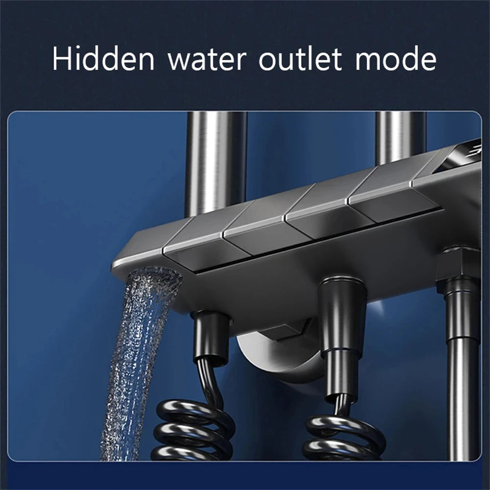 Bathroom shower system with intelligent LED temperature display multifunctional shower suite rain shower faucet complete set