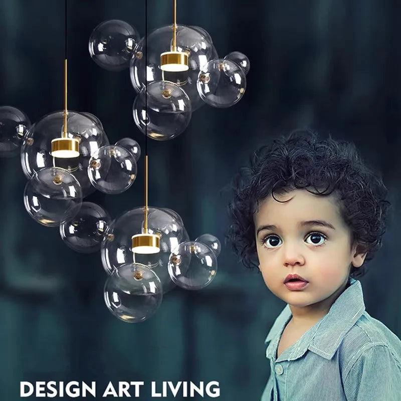 Modern Art Deco Glass Bubble Chandelier Customized Living room Droplight for Children Dining room Bar Indoor Decor Light Fixture